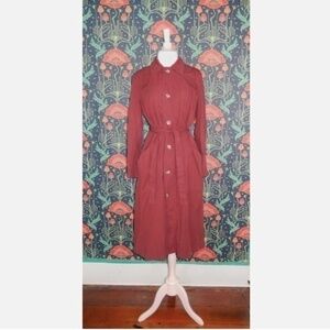 Burning Torch Calistoga Maroon Cotton Blend Oversized Trench Coat Jacket